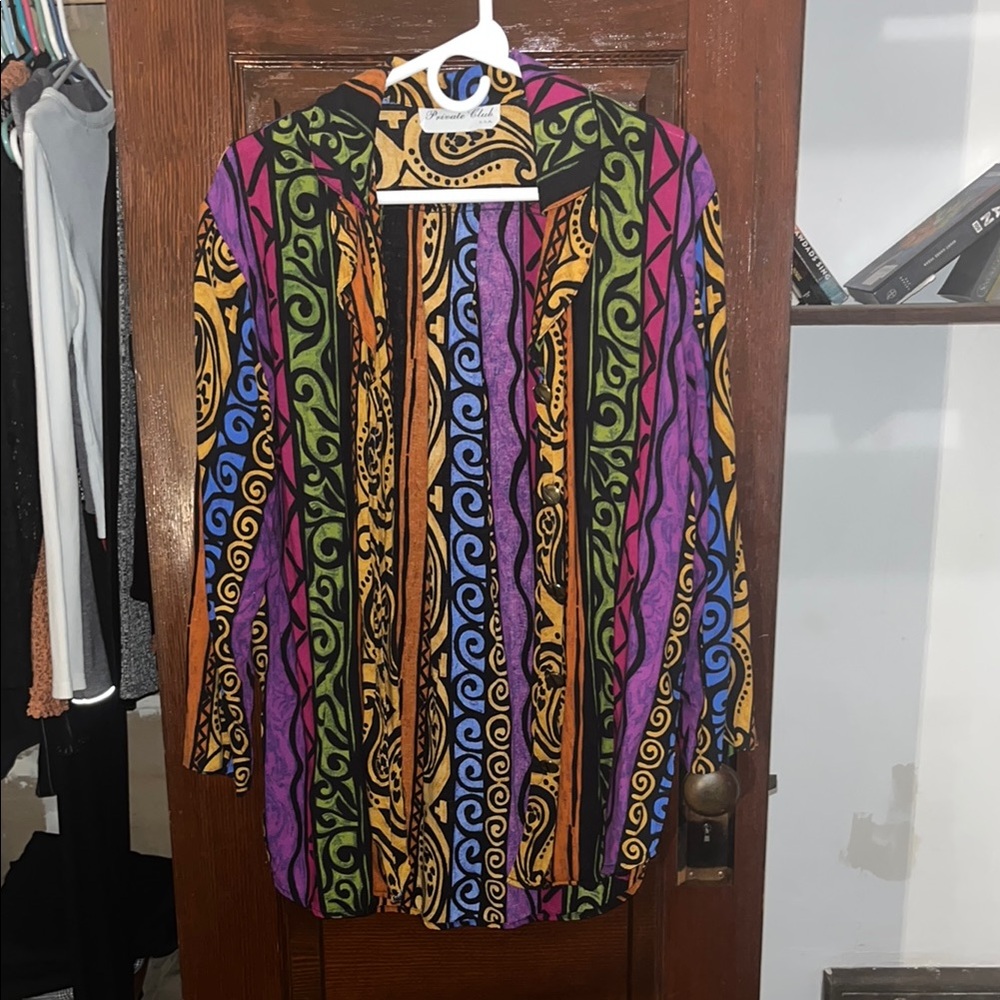 Retro Graphic Button Down Shirt